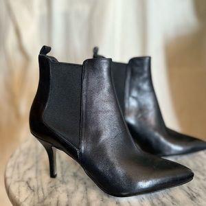 Michael Kors Black Leather Pointed Toe Ankle Boots